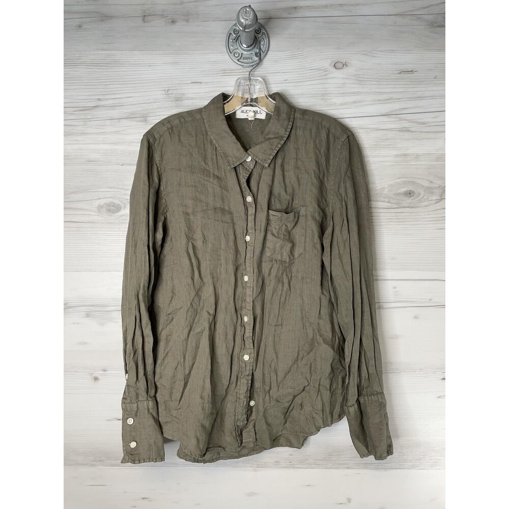 Alex Mill Olive Linen Button Down Shirt